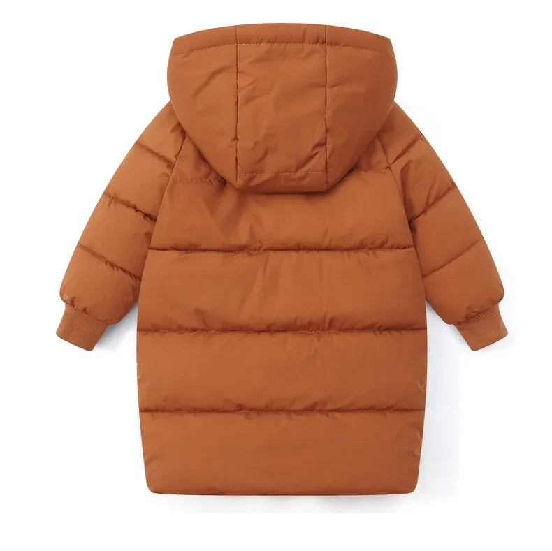 Korean Kids' Parka Coat - Medium-Length Thick Winter Jacket with Down Cotton Fill for Babies Toddlers Boys & Girls