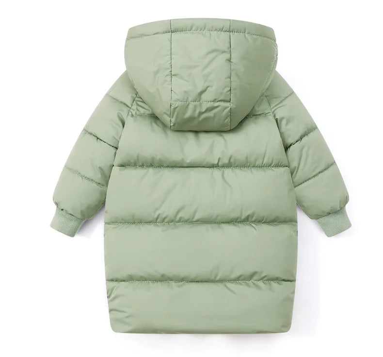 Korean Kids' Parka Coat - Medium-Length Thick Winter Jacket with Down Cotton Fill for Babies Toddlers Boys & Girls
