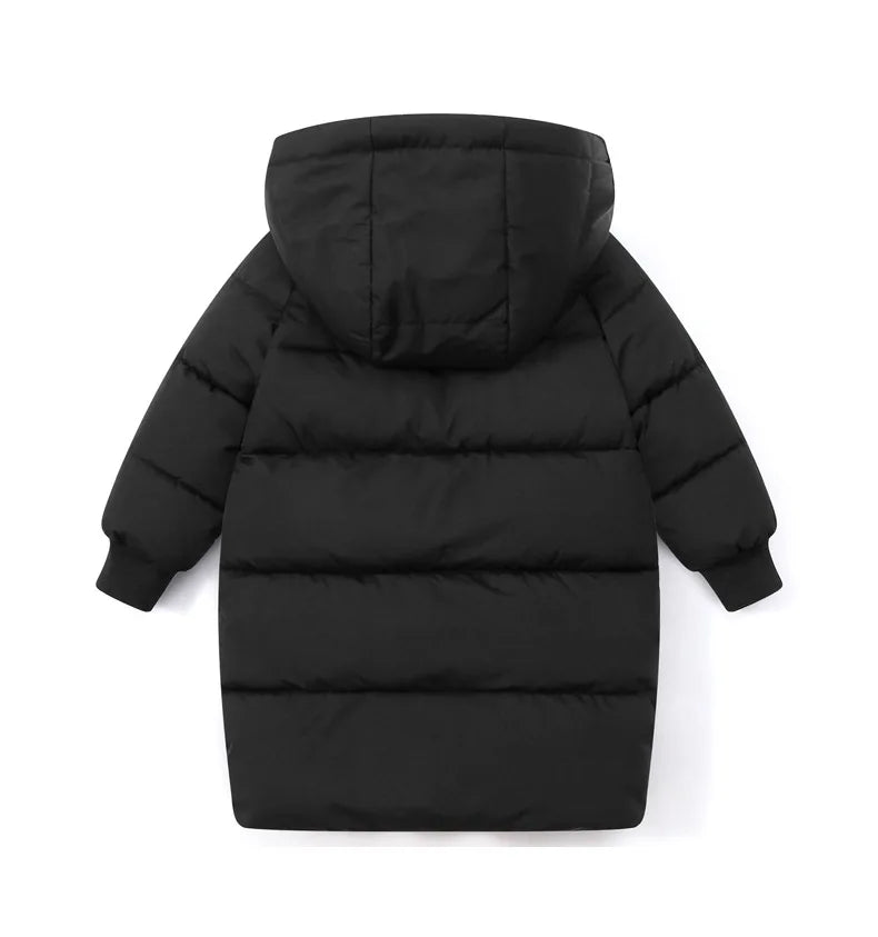 Korean Kids' Parka Coat - Medium-Length Thick Winter Jacket with Down Cotton Fill for Babies Toddlers Boys & Girls