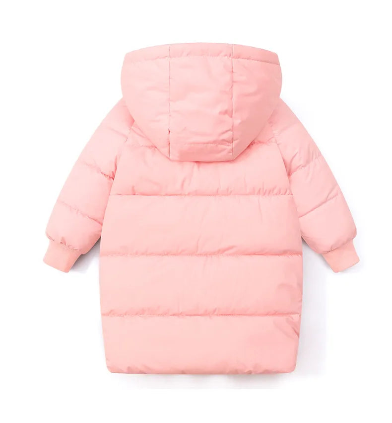 Korean Kids' Parka Coat - Medium-Length Thick Winter Jacket with Down Cotton Fill for Babies Toddlers Boys & Girls