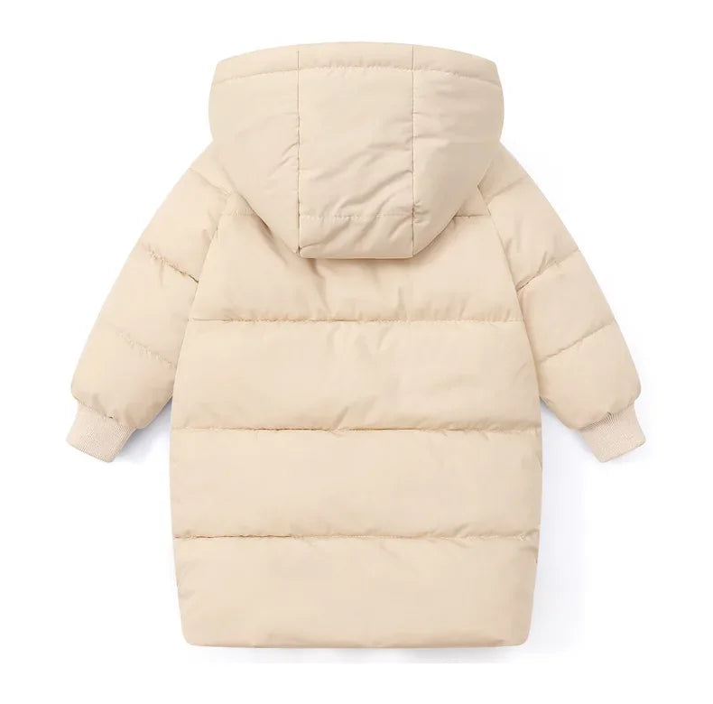 Korean Kids' Parka Coat - Medium-Length Thick Winter Jacket with Down Cotton Fill for Babies Toddlers Boys & Girls