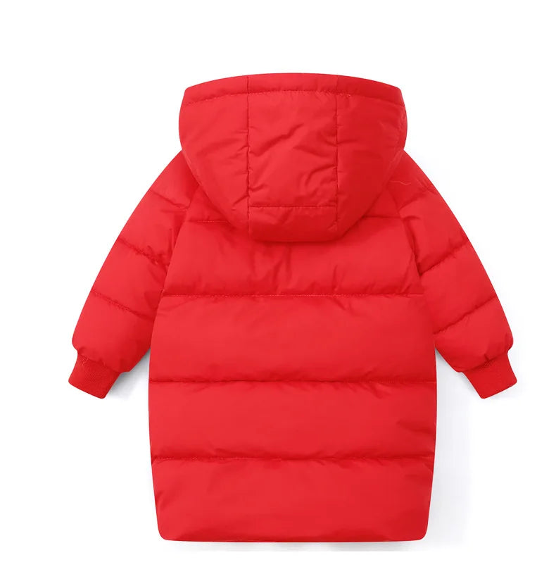 Korean Kids' Parka Coat - Medium-Length Thick Winter Jacket with Down Cotton Fill for Babies Toddlers Boys & Girls